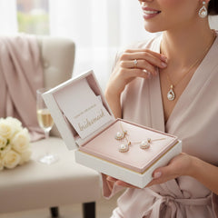 CUBIC ZIRCONIA COLLECTION - BRIDESMAID JEWELLERY NECKLACE SET - CZNK103 (GIFT CARD) GOLD