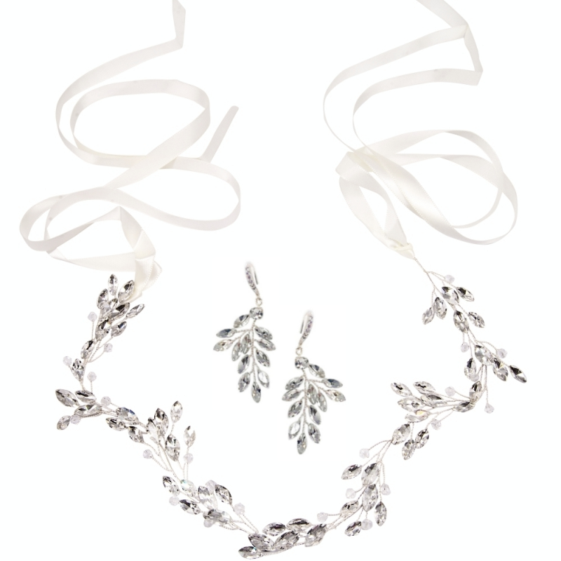 ATHENA COLLECTION - CHIC CRYSTAL VINE SET - HP175 - SILVER SET