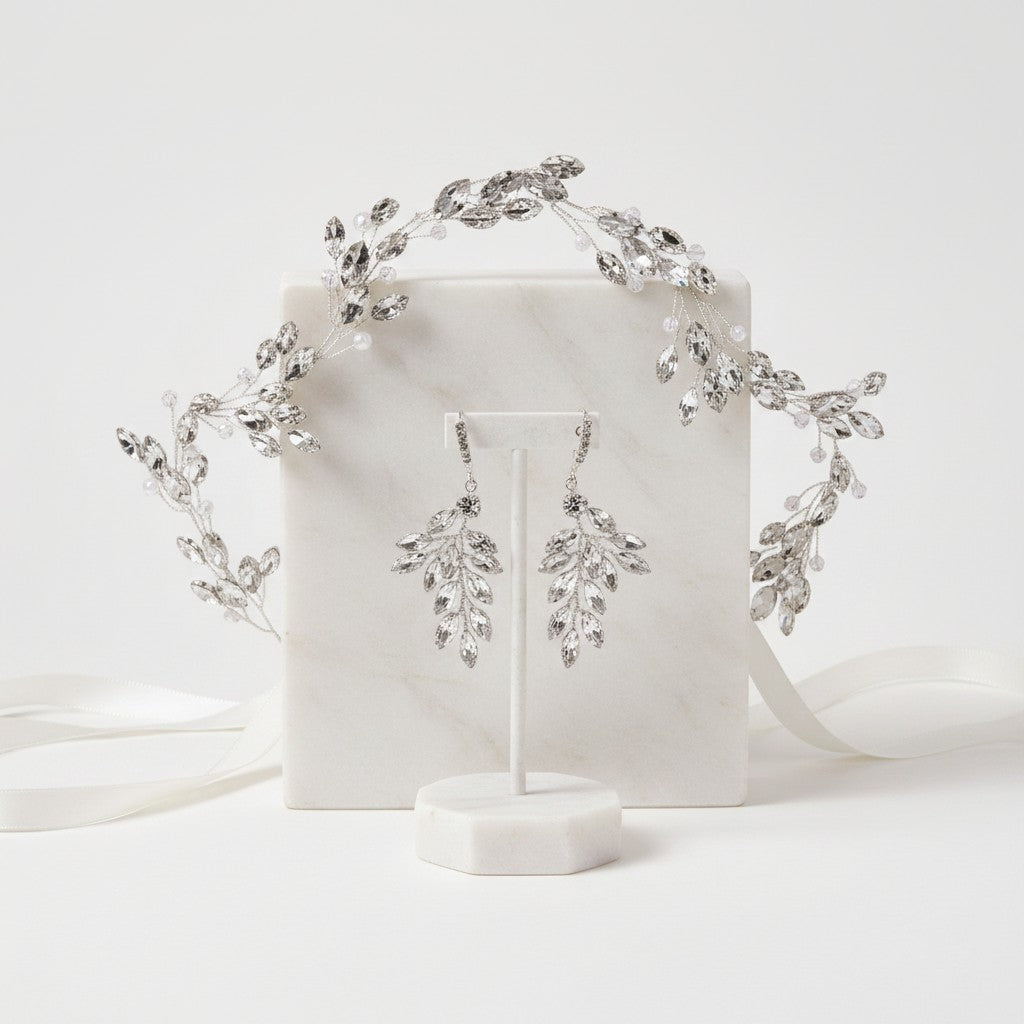 ATHENA COLLECTION - CHIC CRYSTAL VINE SET - HP175 - SILVER SET