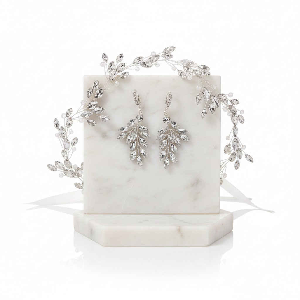 ATHENA COLLECTION - CHIC CRYSTAL VINE SET - HP175 - SILVER SET