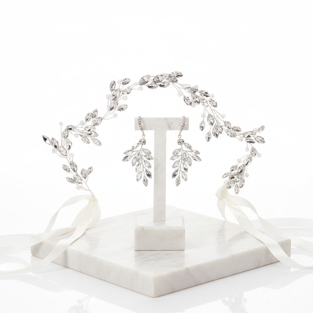 ATHENA COLLECTION - CHIC CRYSTAL VINE SET - HP175 - SILVER SET