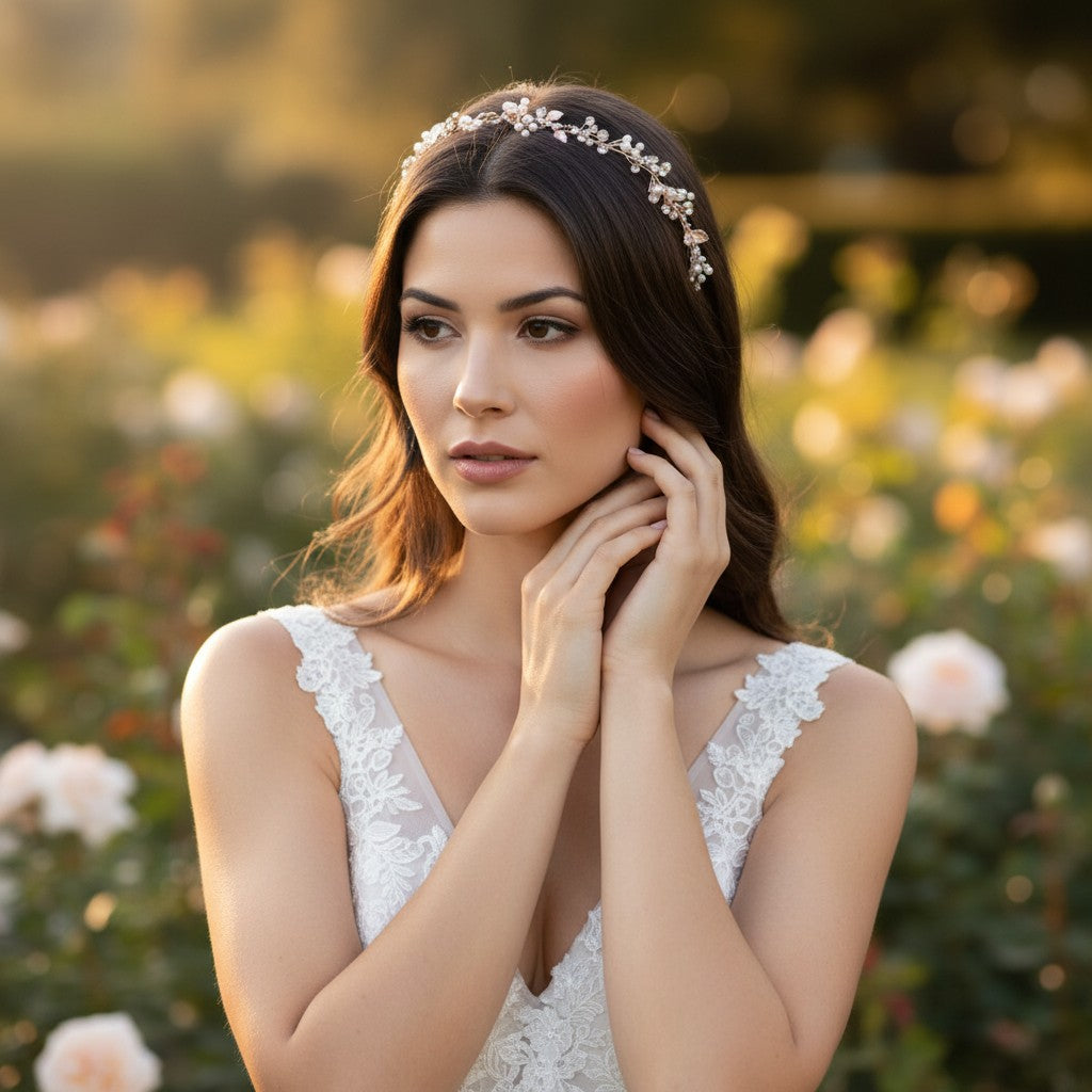 ATHENA COLLECTION - FLORAL EXTRAVAGANCE HAIR VINE - HP178 SILVER