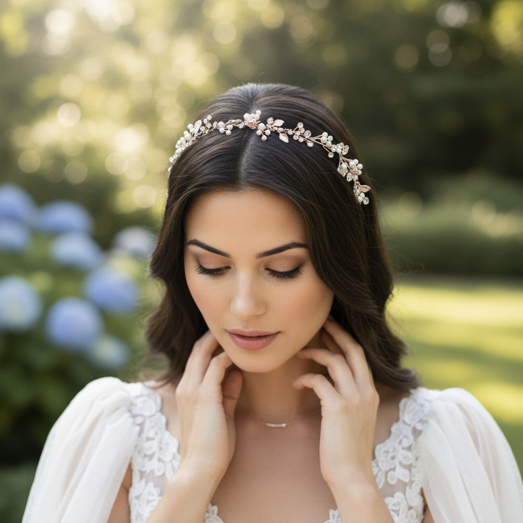 ATHENA COLLECTION - FLORAL EXTRAVAGANCE HAIR VINE - HP178 SILVER