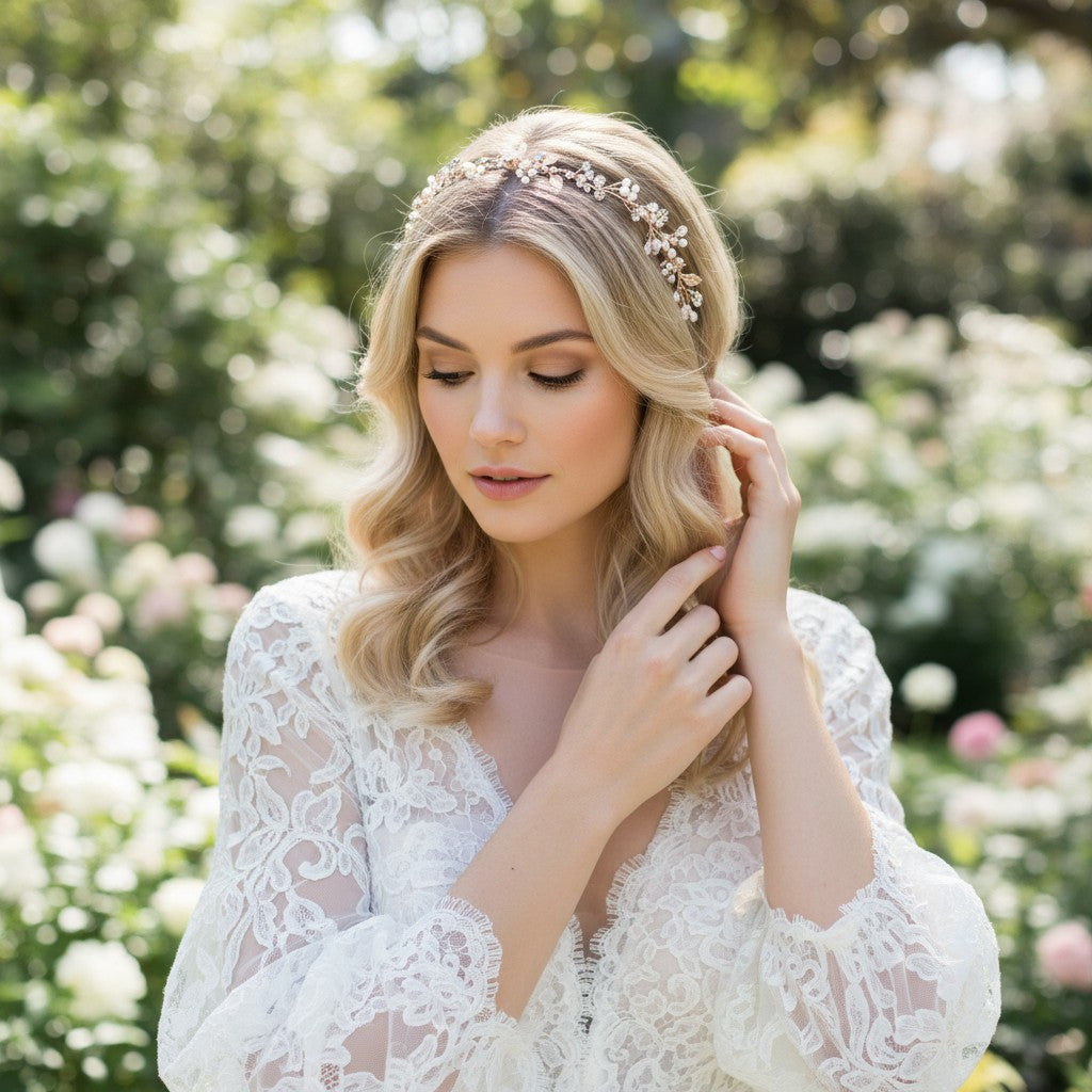 ATHENA COLLECTION - GOLD FLORAL EXTRAVAGANCE HAIR VINE - HP178 GOLD