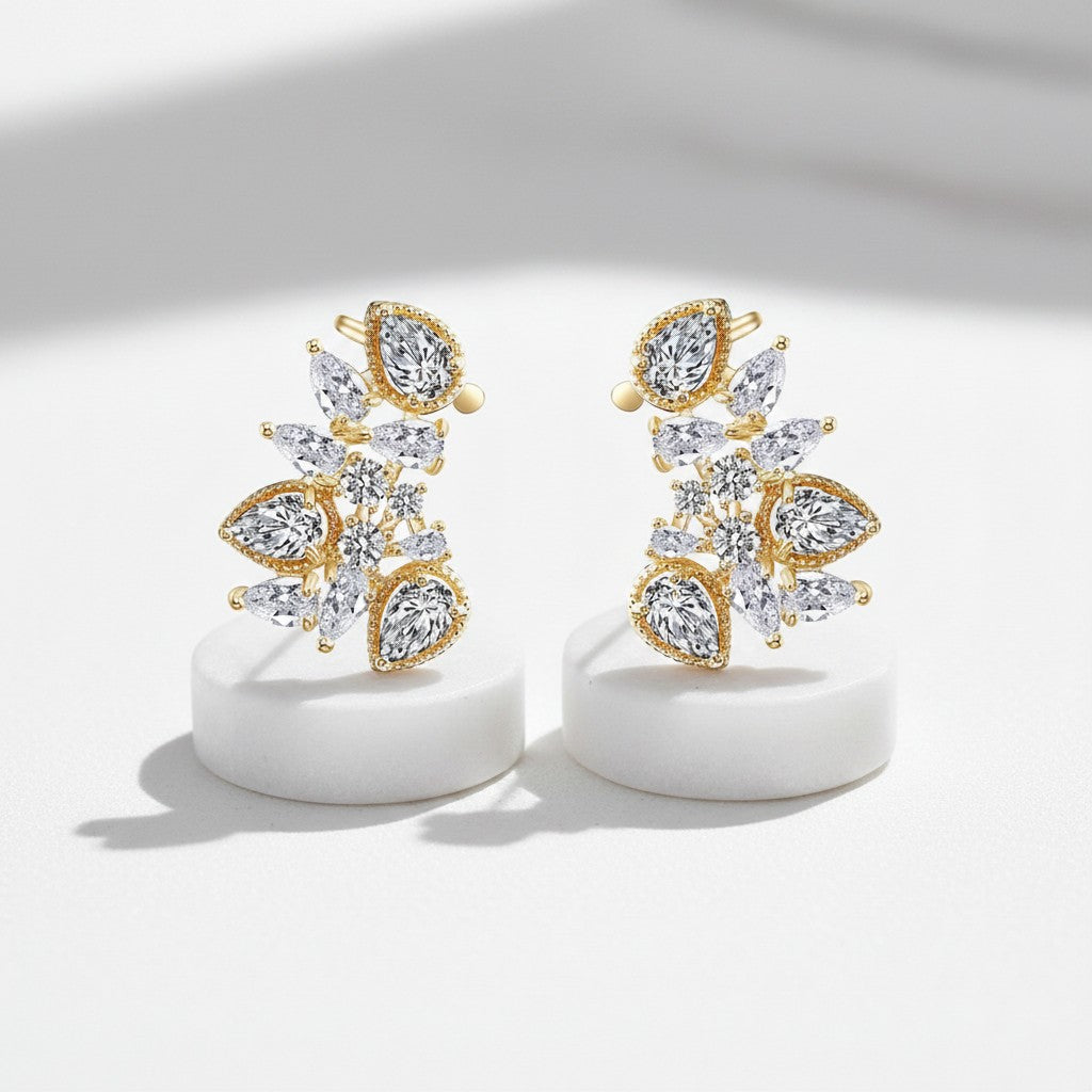 CUBIC ZIRCONIA COLLECTION - STARLET GEM EARRINGS - CZER508 GOLD