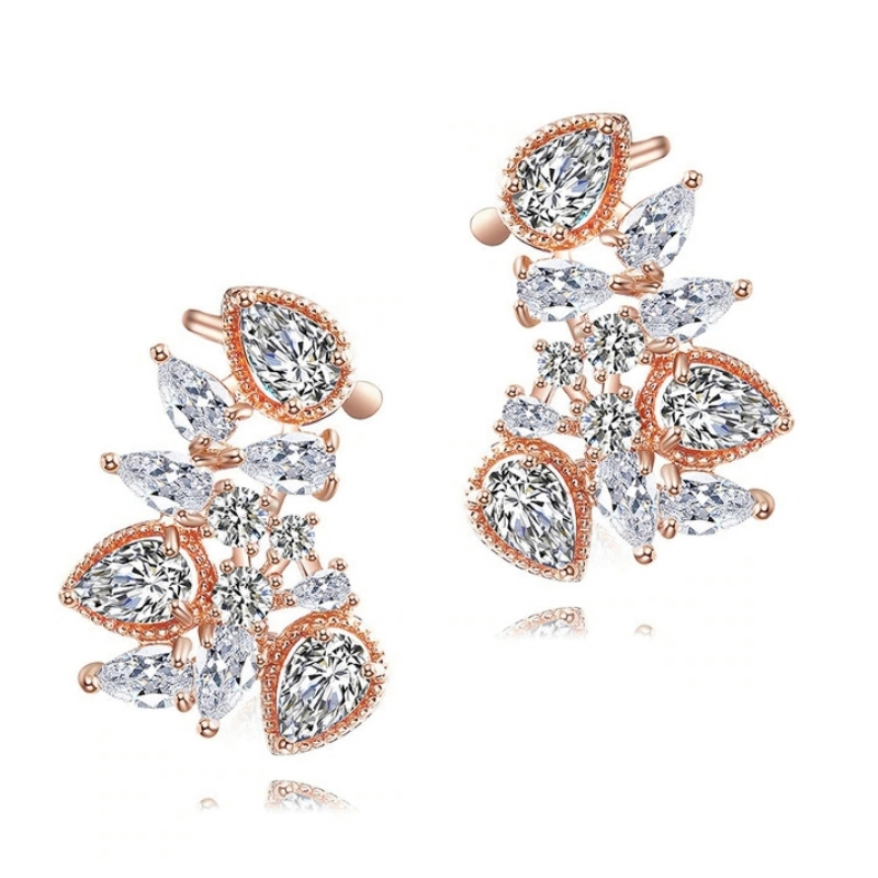 CUBIC ZIRCONIA COLLECTION - STARLET GEM EARRINGS - CZER508 ROSE GOLD