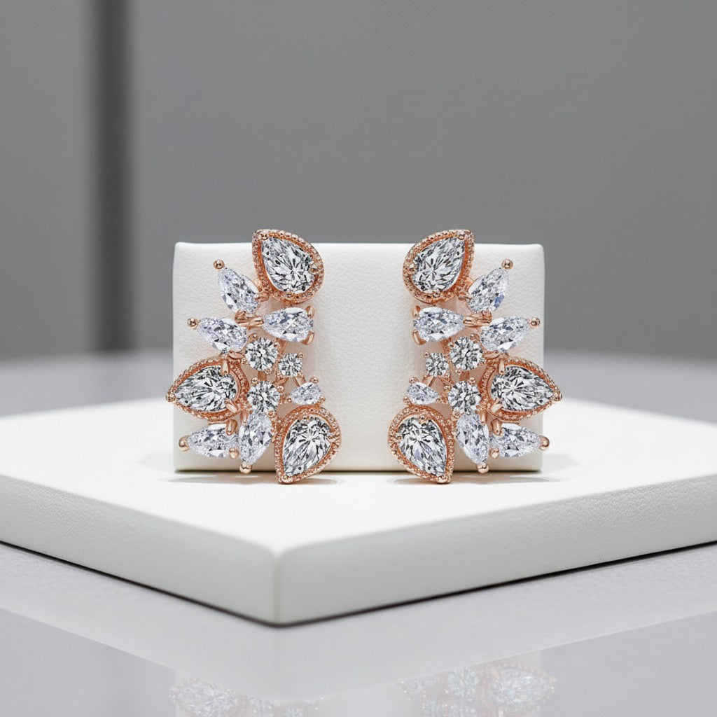 CUBIC ZIRCONIA COLLECTION - STARLET GEM EARRINGS - CZER508 ROSE GOLD