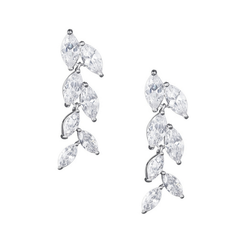 CUBIC ZIRCONIA COLLECTION - GRADUATED CRYSTAL EARRINGS - CZER517 SILVER