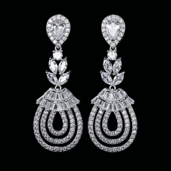 CUBIC ZIRCONIA COLLECTION - GATSBY GLAM EARRINGS - CZER519 SILVER
