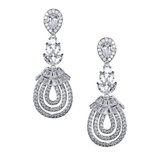 CUBIC ZIRCONIA COLLECTION - GATSBY GLAM EARRINGS - CZER519 SILVER