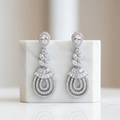 CUBIC ZIRCONIA COLLECTION - GATSBY GLAM EARRINGS - CZER519 SILVER