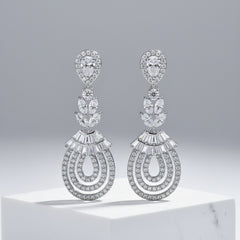 CUBIC ZIRCONIA COLLECTION - GATSBY GLAM EARRINGS - CZER519 SILVER