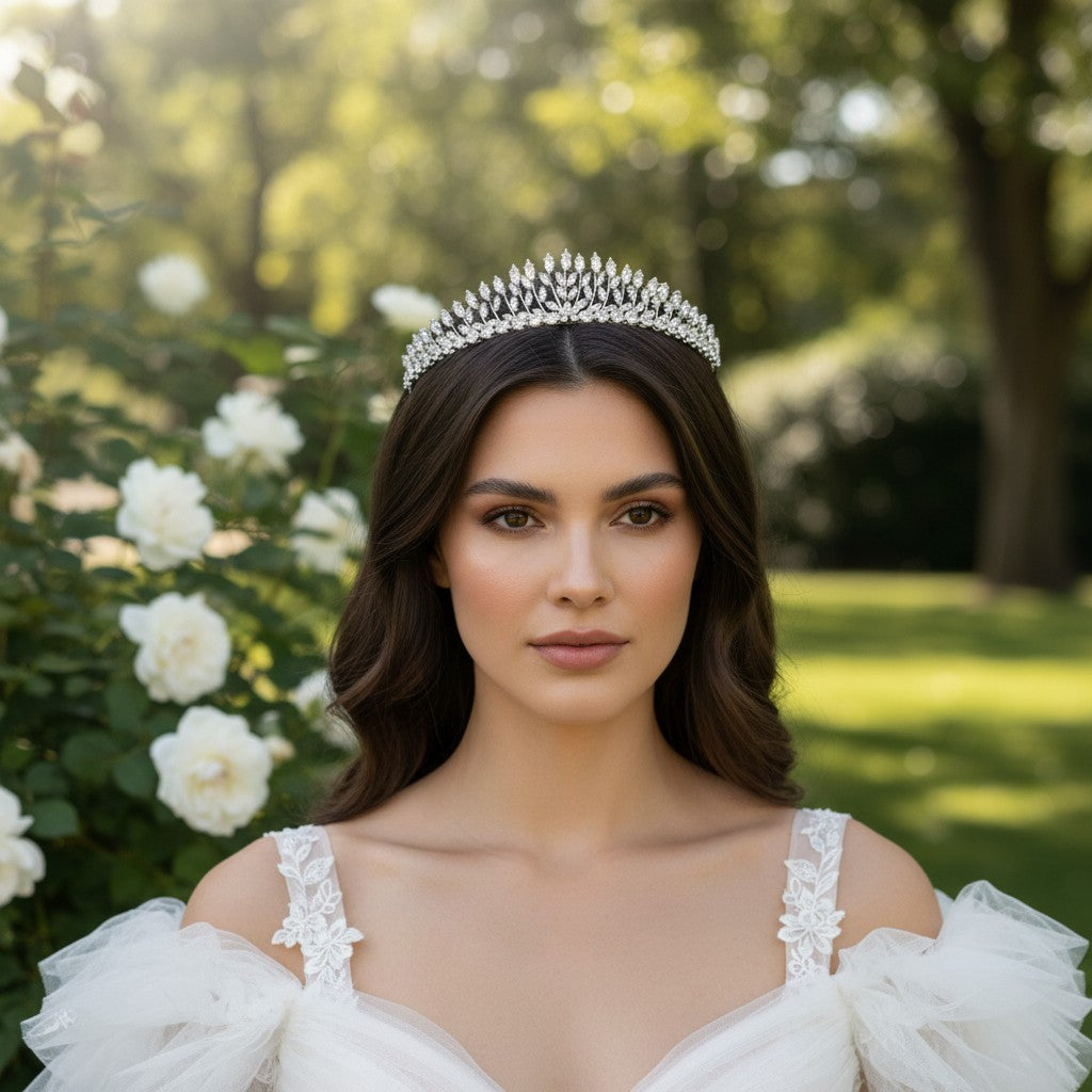 CUBIC ZIRCONIA COLLECTION - CRYSTAL SHIMMER TIARA - AHB35