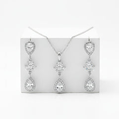 CUBIC ZIRCONIA COLLECTION - SIMLE ELEGANCE NECKLACE SET - CZNK105 SILVER
