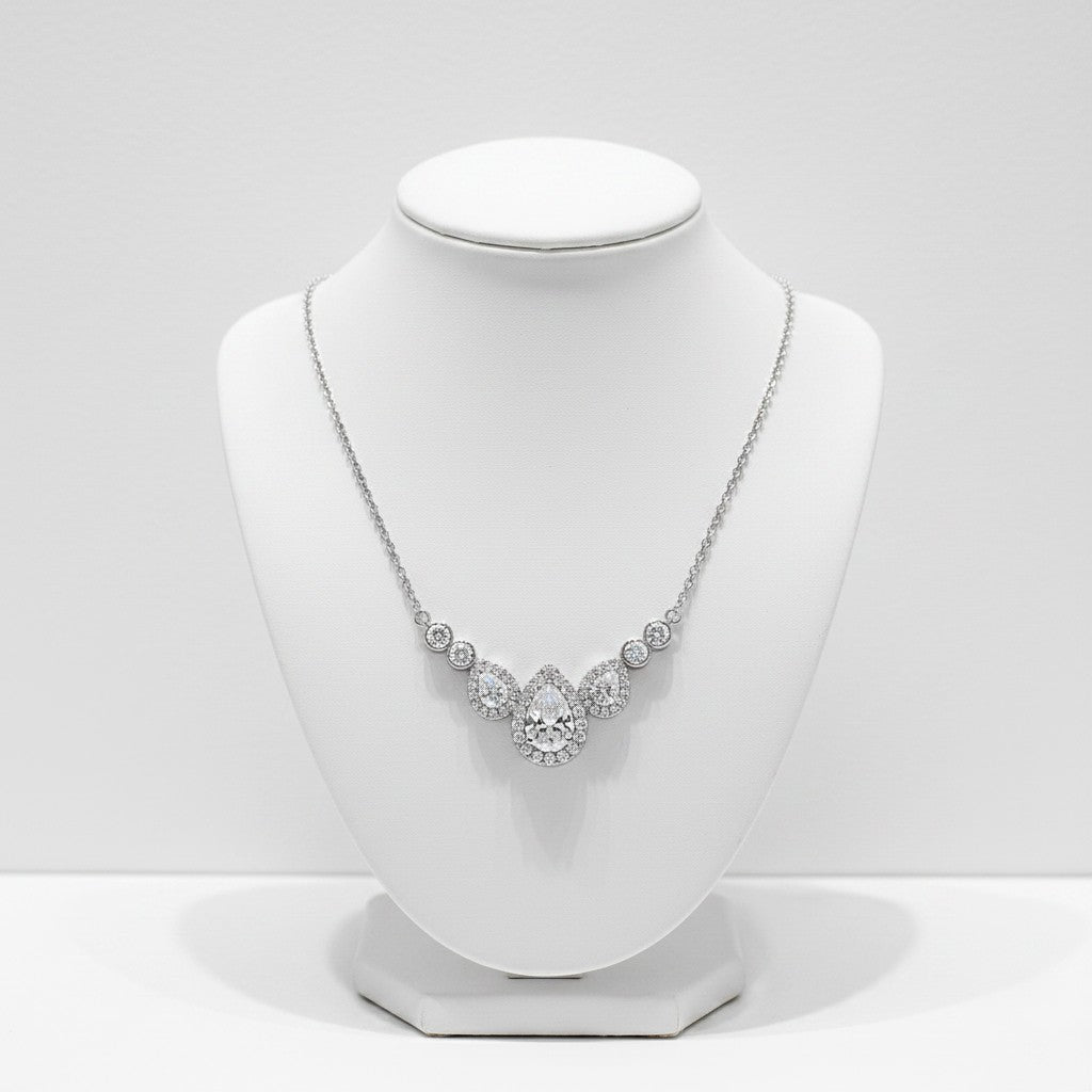 CUBIC ZIRCONIA COLLECTION - GRACEFUL NECKLACE -CZNK106 SILVER