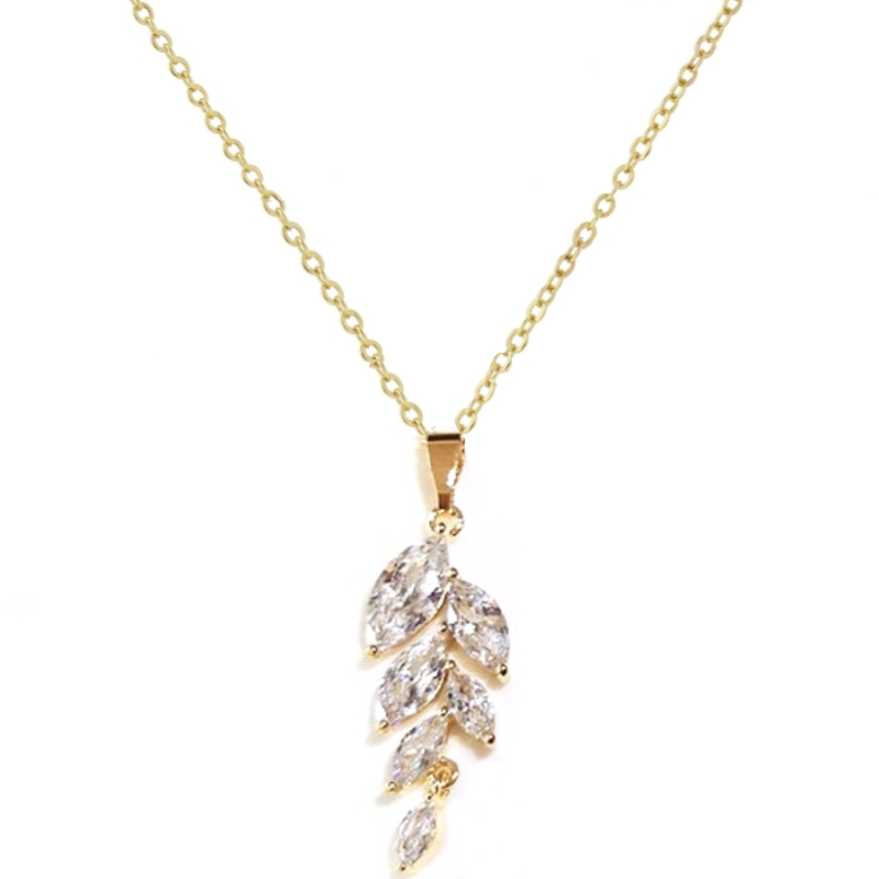 CUBIC ZIRCONIA COLLECTION - BELLA DAINTY DROP NECKLACE - CZNK108 GOLD