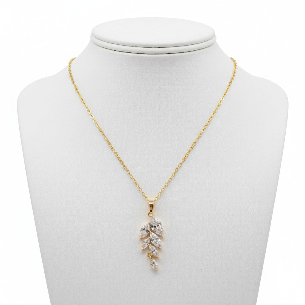CUBIC ZIRCONIA COLLECTION - BELLA DAINTY DROP NECKLACE - CZNK108 GOLD