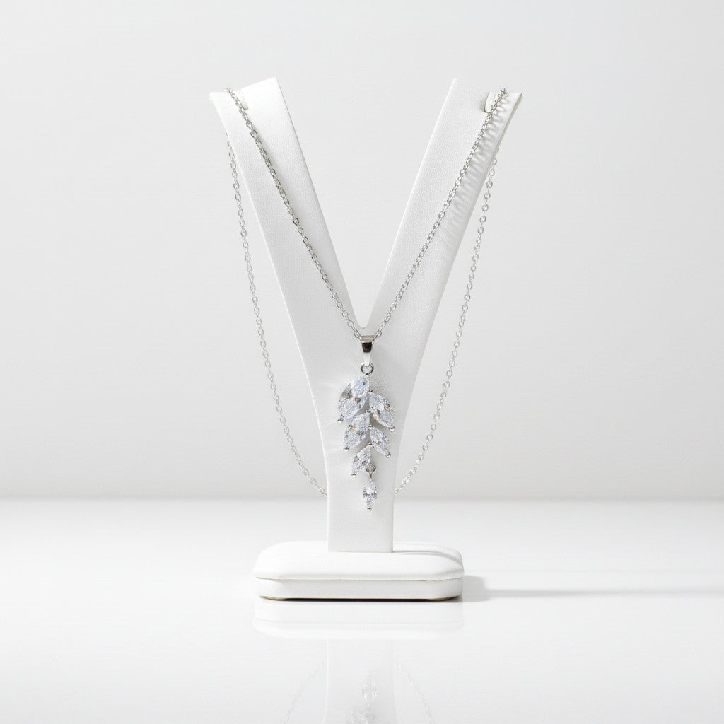 CUBIC ZIRCONIA COLLECTION - BELLA DAINTY DROP NECKLACE - CZNK108 SILVER
