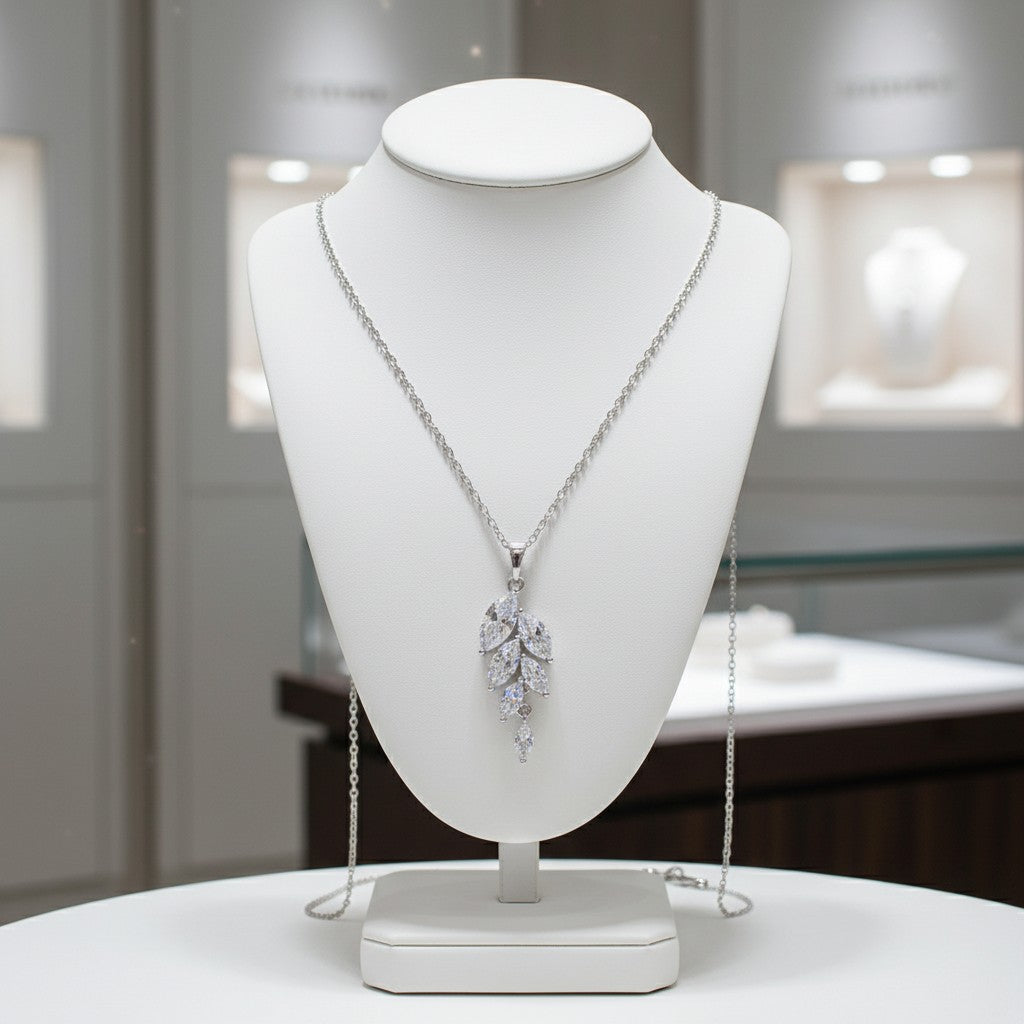 CUBIC ZIRCONIA COLLECTION - BELLA DAINTY DROP NECKLACE - CZNK108 SILVER