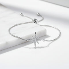 ATHENA COLLECTION - CRYSTAL SPARKLE STAR BRACELET - SILVER - BRA54