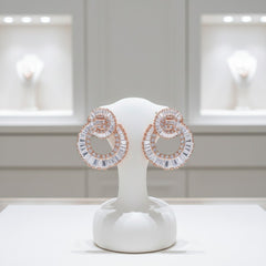 CUBIC ZIRCONIA COLLECTION - HOLLYWOOD GLAM EARRINGS - CZER438 ROSE GOLD
