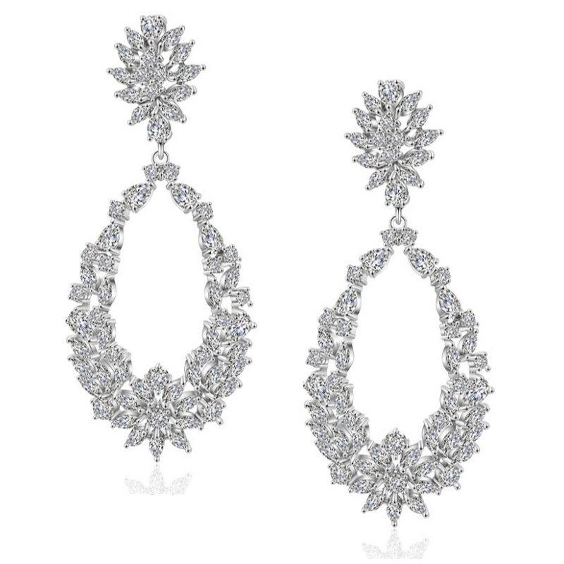 CUBIC ZIRCONIA COLLECTION - STARLET DAZZLE EARRINGS - CZER522 - SILVER
