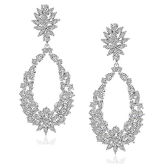 CUBIC ZIRCONIA COLLECTION - STARLET DAZZLE EARRINGS - CZER522 - SILVER