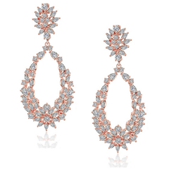 CUBIC ZIRCONIA COLLECTION - STARLET DAZZLE EARRINGS - CZER522 - ROSE GOLD