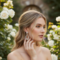 CUBIC ZIRCONIA COLLECTION - STARLET DAZZLE EARRINGS - CZER522 - ROSE GOLD