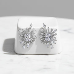 CUBIC ZIRCONIA COLLECTION - CRYSTAL ALLURE EARRINGS - CZER523 SILVER
