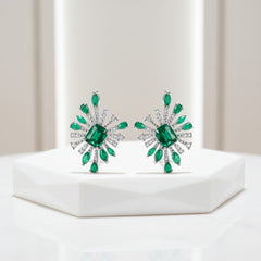 CUBIC ZIRCONIA COLLECTION - CRYSTAL ALLURE EARRINGS - CZER523 EMERALD