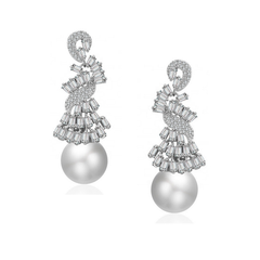 CUBIC ZIRCONIA COLLECTION - GATSBY GLAM EARRINGS - CZER524 SILVER