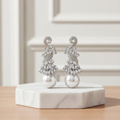 CUBIC ZIRCONIA COLLECTION - GATSBY GLAM EARRINGS - CZER524 SILVER