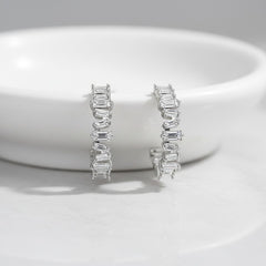 CUBIC ZIRCONIA - CRYSTAL HOOP STYLE EARRINGS - CZER525 - SILVER