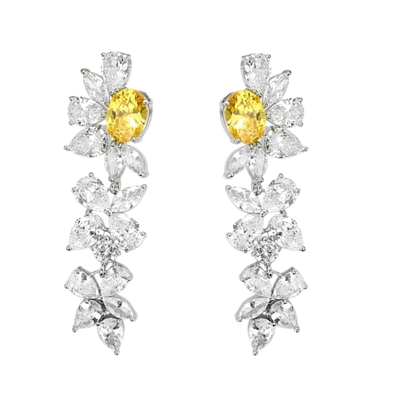 CUBIC ZIRCONIA COLLECTION - CRYSTAL DAZZLE EARRINGS - YELLOW - CZER526
