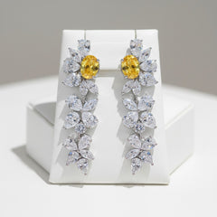 CUBIC ZIRCONIA COLLECTION - CRYSTAL DAZZLE EARRINGS - YELLOW - CZER526