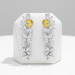 CUBIC ZIRCONIA COLLECTION - CRYSTAL DAZZLE EARRINGS - YELLOW - CZER526