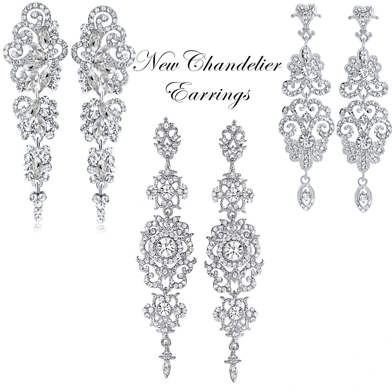 ATHENA COLLECTION - GLAMOUR CHANDELIER EARRINGS SET - SILVER