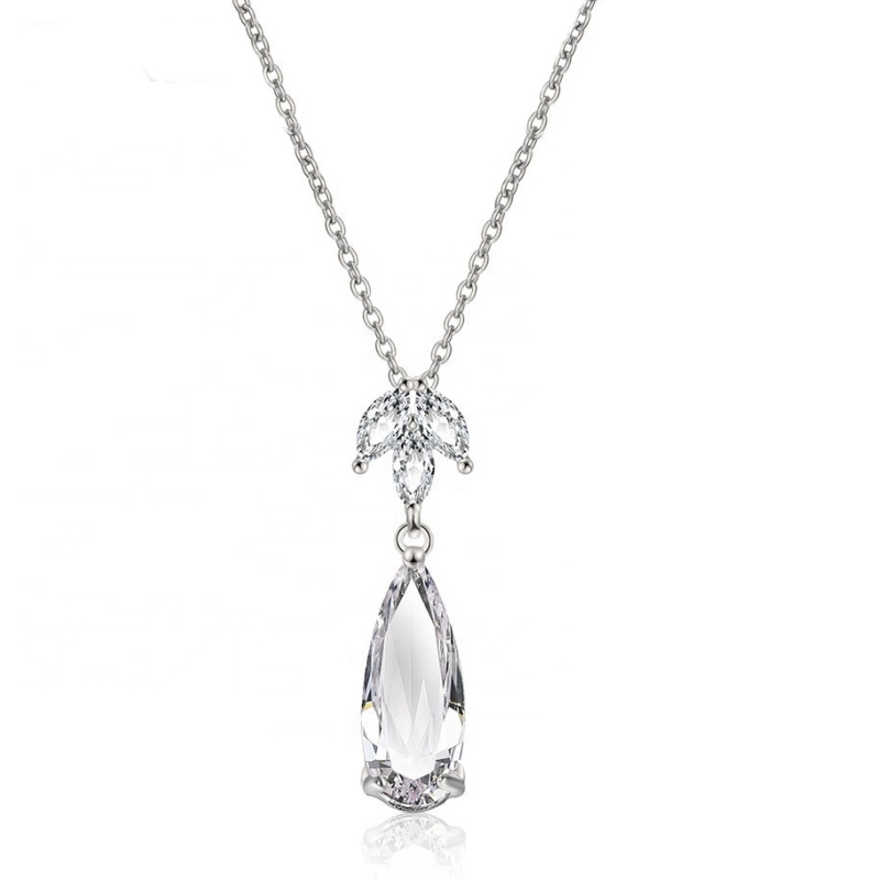 CUBIC ZIRCONIA COLLECTION - GLAM STARLET NECKLACE - CZNK112 (SILVER)