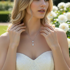 CUBIC ZIRCONIA COLLECTION - GLAM STARLET NECKLACE - CZNK112 (SILVER)