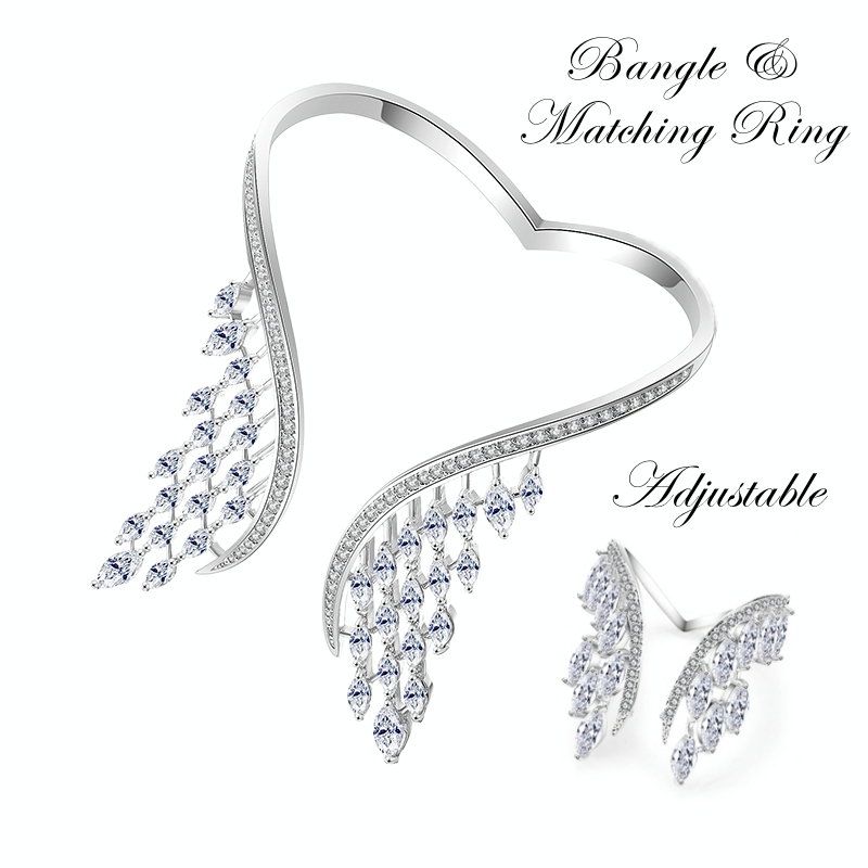 CUBIC ZIRCONIA COLLECTION - STARLET BANGLE SET - BRA-103 SILVER