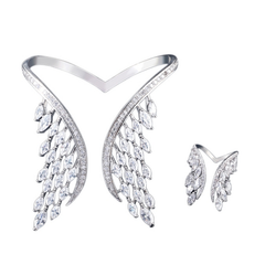 CUBIC ZIRCONIA COLLECTION - STARLET BANGLE SET - BRA-103 SILVER