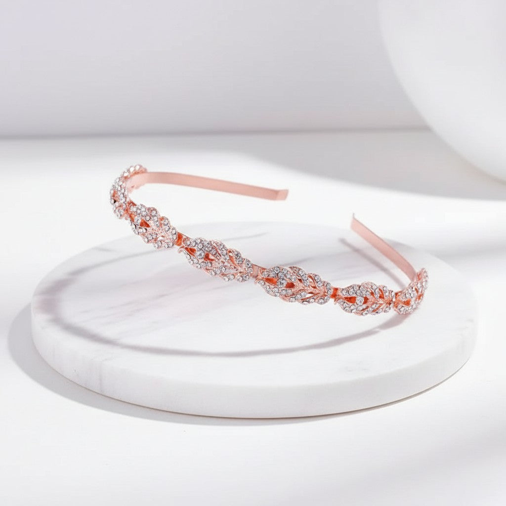 ATHENA COLLECTION - CRYSTAL HEADBAND - AHB-24 ROSE GOLD