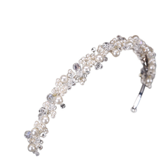 ATHENA COLLECTION - PEARL CLUSTER HEADBAND - SILVER AHB-57