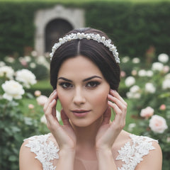 ATHENA COLLECTION - PEARL CLUSTER HEADBAND - SILVER AHB-57