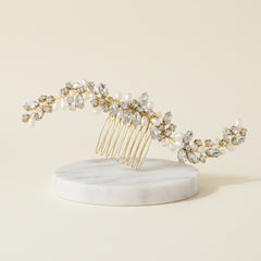 ATHENA COLLECTION - PEARL ALLURE HAIR COMB - HC198 14KGOLD