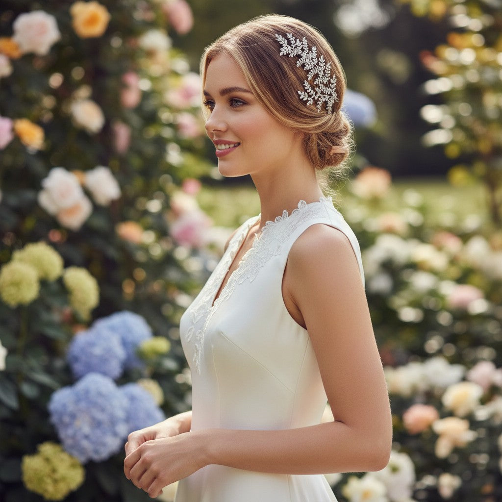 CUBIC ZIRCONIA COLLECTION - EXQUISITE STARLET HEADPIECE - AHB39 SILVER