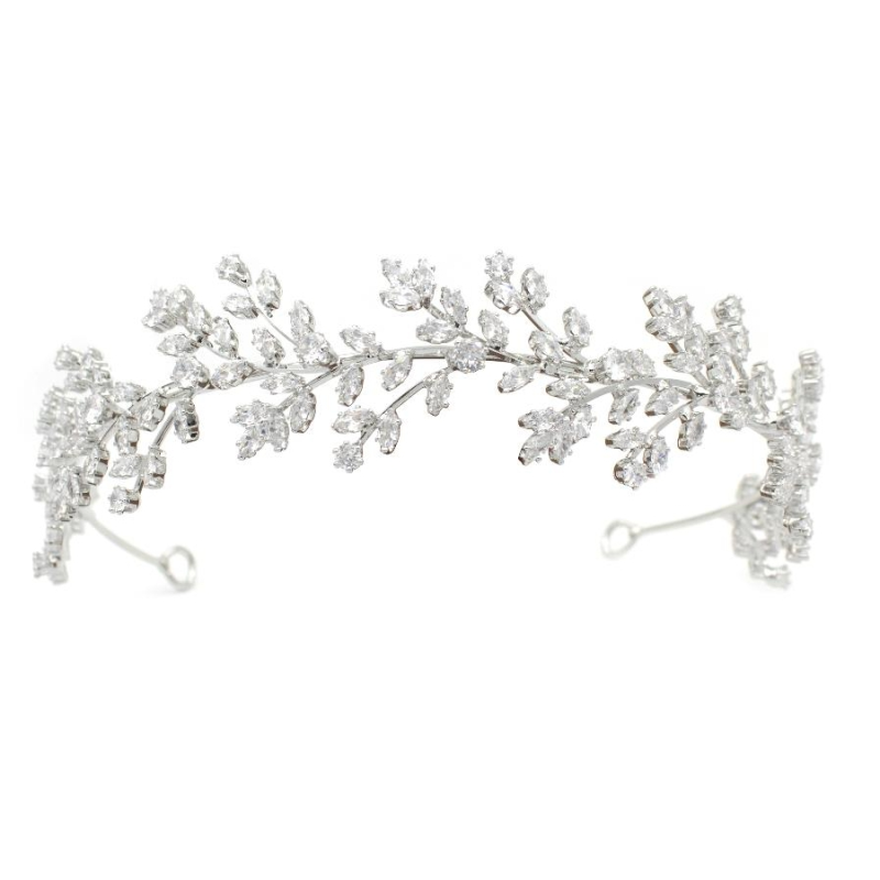 CUBIC ZIRCONIA COLLECTION - GRACEFUL CRYSTAL HEADBAND - AHB43 SILVER