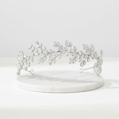 CUBIC ZIRCONIA COLLECTION - GRACEFUL CRYSTAL HEADBAND - AHB43 SILVER