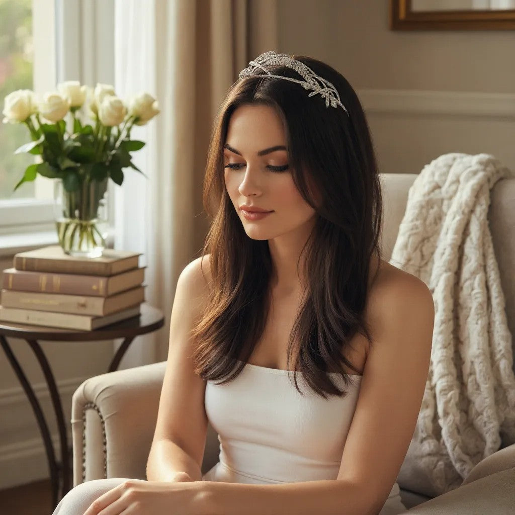CUBIC ZIRCONIA COLLECTION - GATSBY STARLET HEADPIECE - AHB48 SILVER